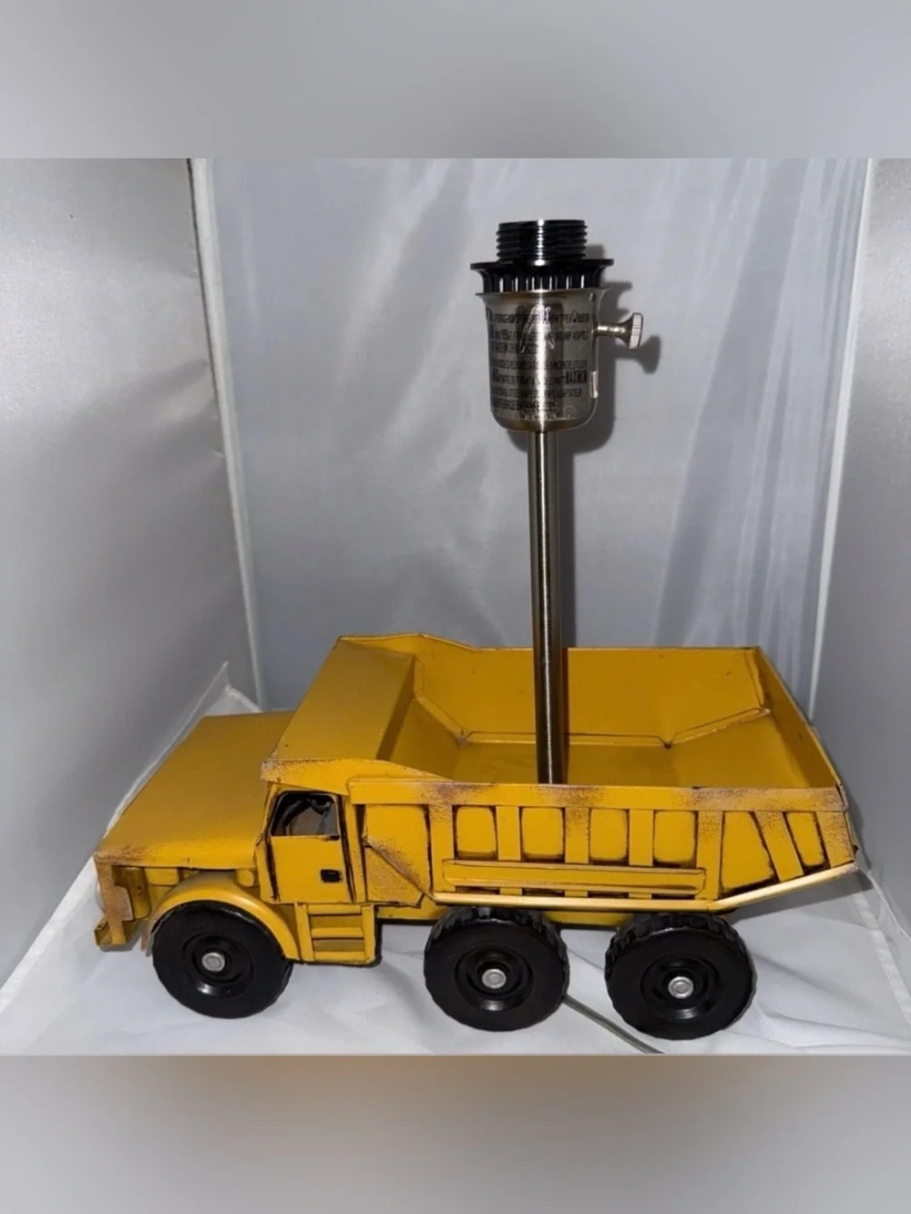 Pottery Barn Kids Yellow Dump Truck Lamp with Navy Blue Shade